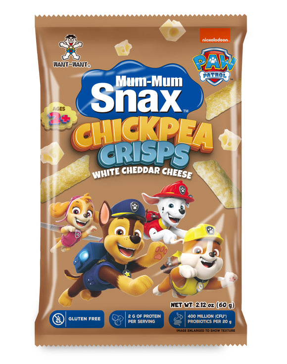 MUM-MUM SNAX PAW PATROL CHICKPEA CRISPS WHITE CHEDDAR CHEESE