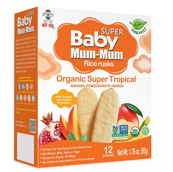 BABY MUM-MUM ORGANIC SUPER TROPICAL RICE RUSKS - 1 BOX